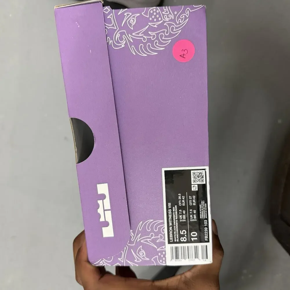 Size 8.5 - Nike LeBron Witness 8 White University Red Black